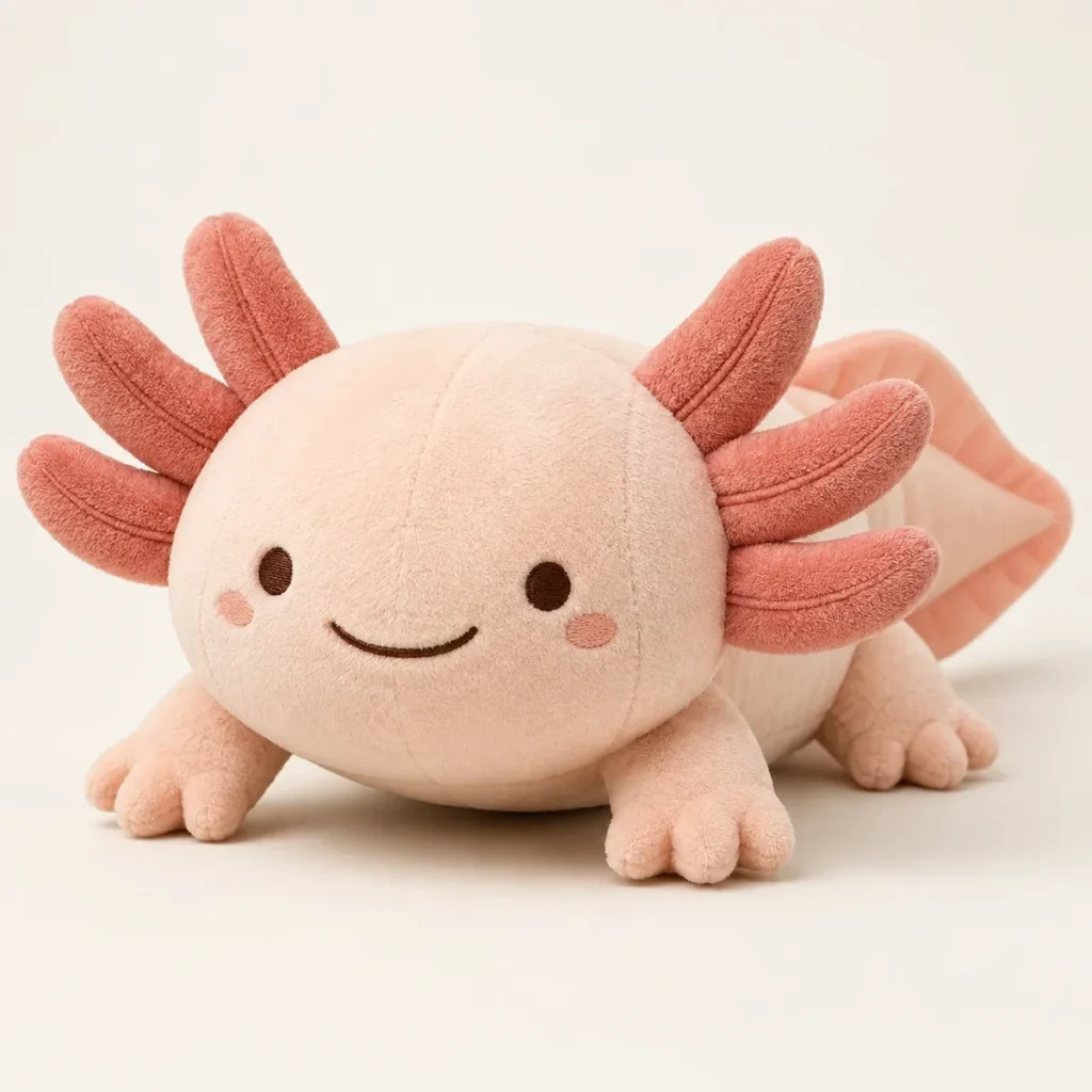 Peach Axolotl Plush — AI-generated concept reference