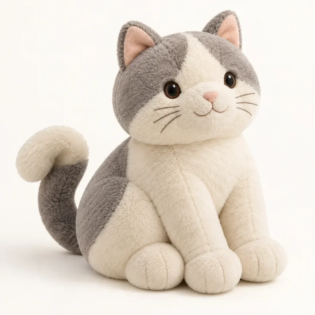 Soft Grey Cat Plush — AI-generated concept reference