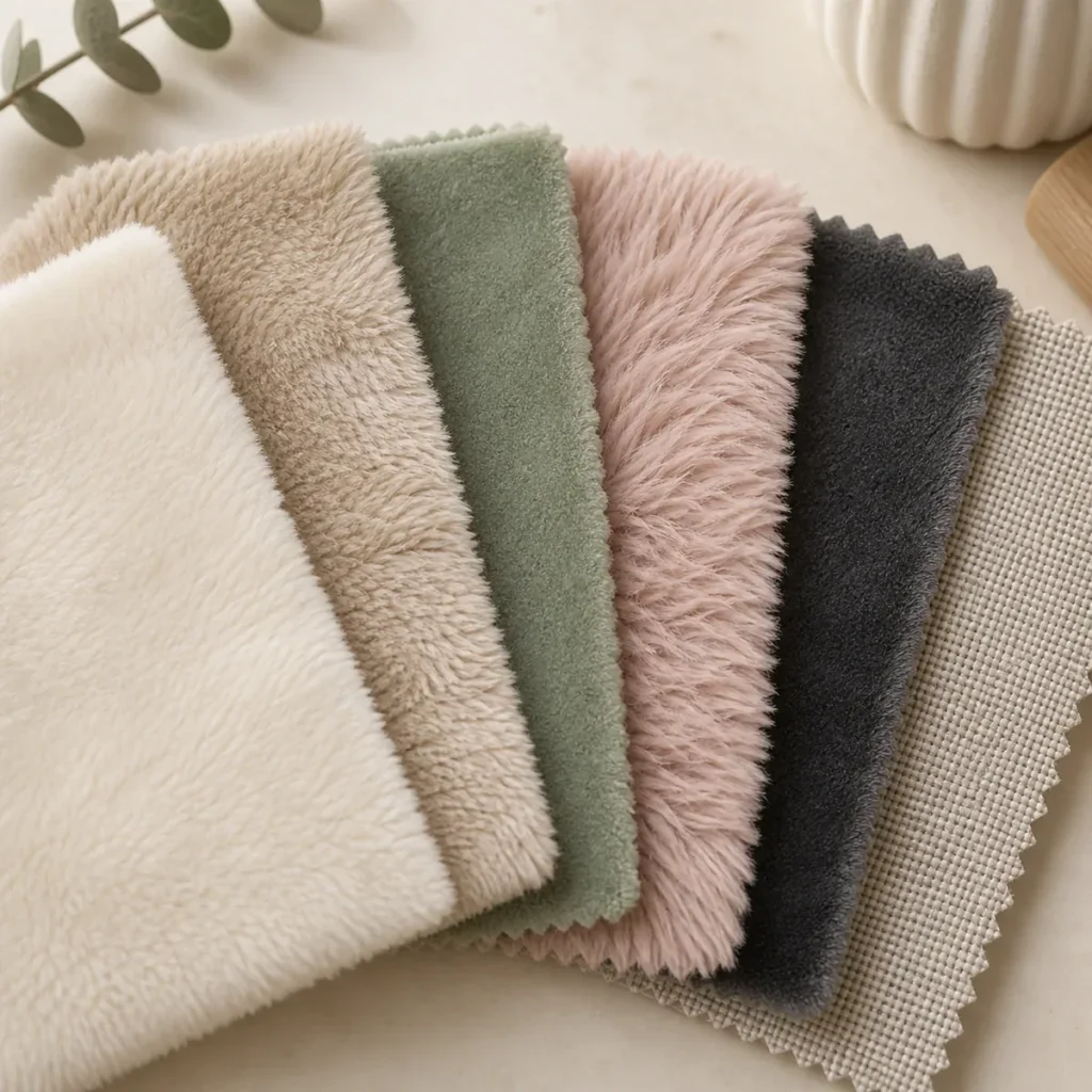 Illustrative Plush Fabric Swatches — AI-generated concept reference